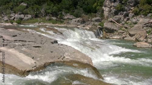 River step waterfalls rocky ledges HD photo