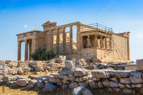 Erechtheum temple ruins on the Acropolis in Athens
