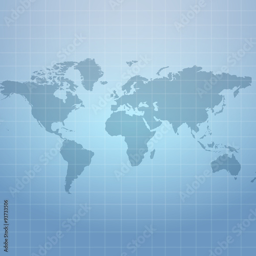 Wold map on soft blue net background