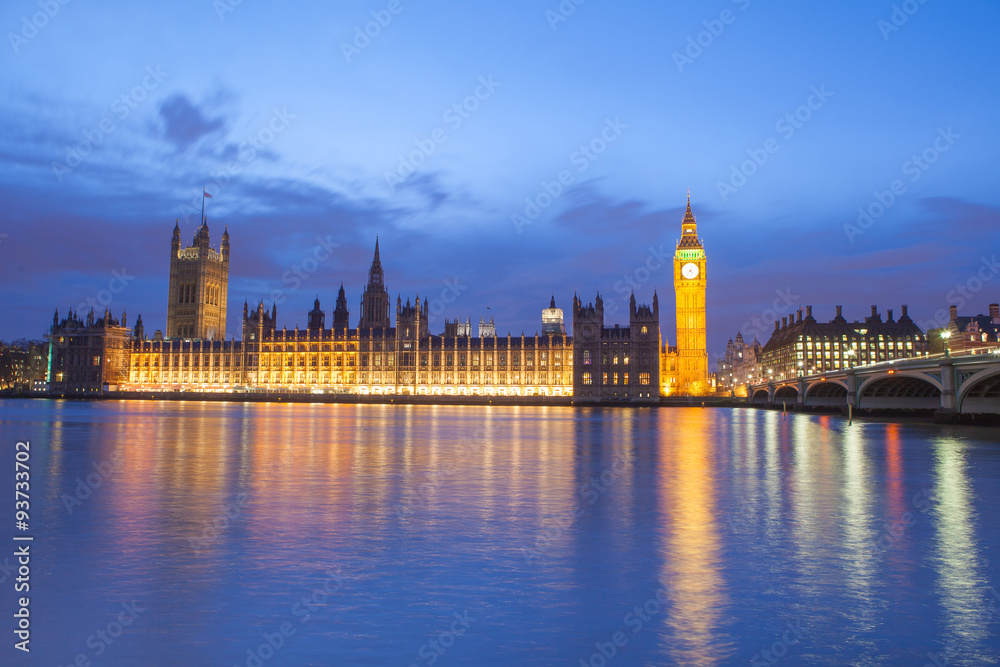 The Palace of Westminster Big Ben at night, London, England, UK.