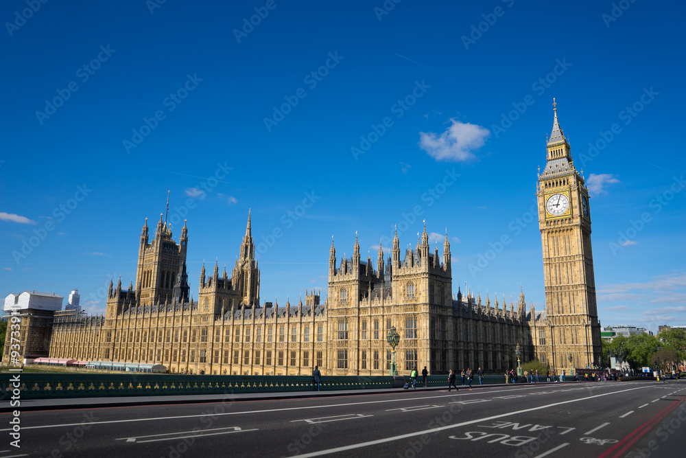 The Palace of Westminster Big Ben at sunny day, London, England, The Palace of Westminster Big Ben at sunny day, London, England,