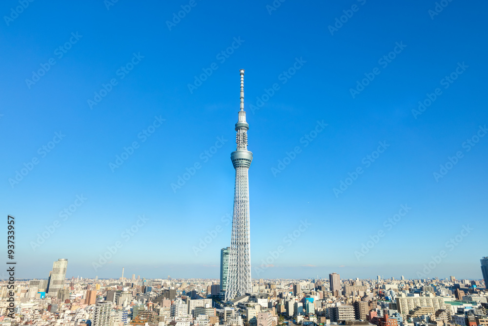 Naklejka premium Tokyo Sky Tree ・ Błękitne niebo