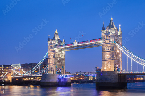 Tower Bridge at night twilight London, England, UK..