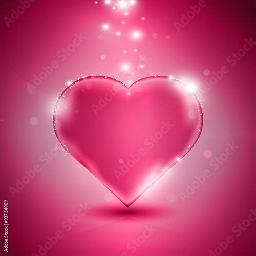 Pink heart with sparkling light particles  vector illustration