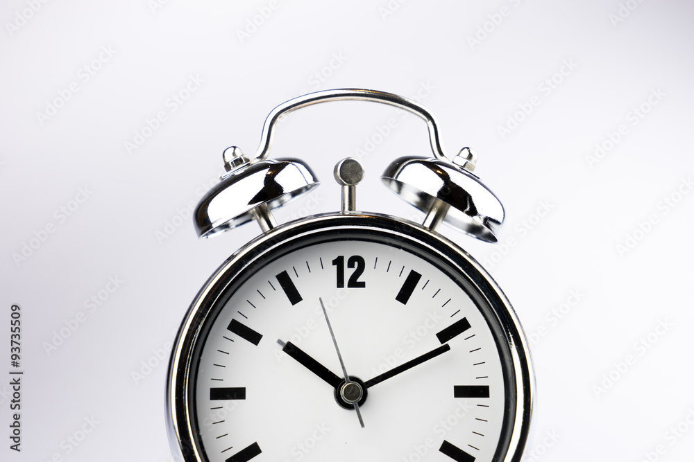Classic alarm clock white background