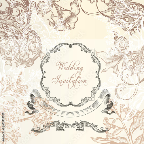Retro ornamental vector background with engraved ornaments