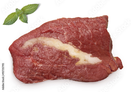 Roast beef meat and fat shaped as Cuba.(series)