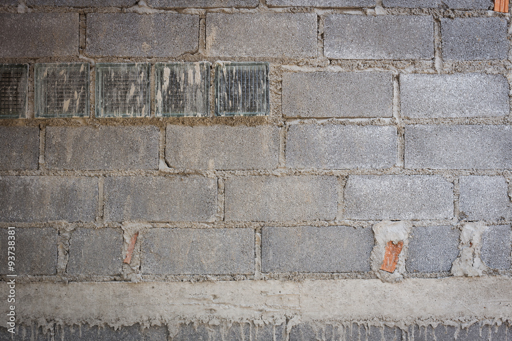 brick wall background in residential building construction site