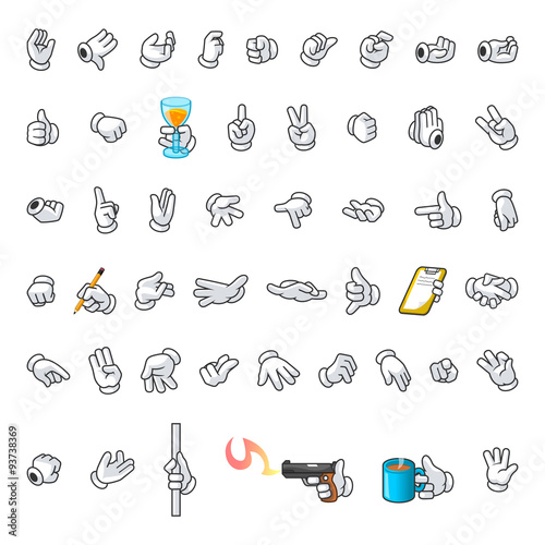 Set of Hands Gesture Cartoon Character Vector Illustration 