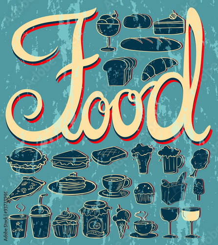 Different kind of food and desserts