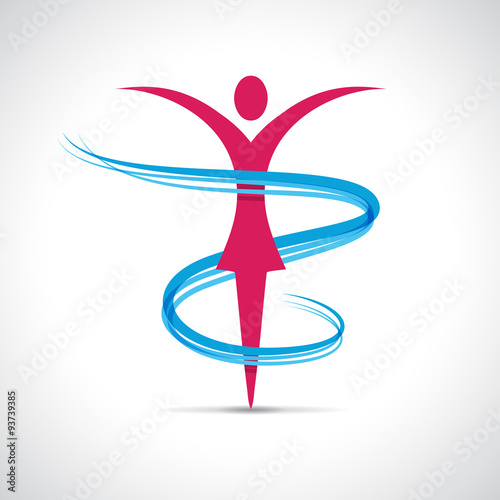 Vector abstract girl dancing. Concept of healthy diet