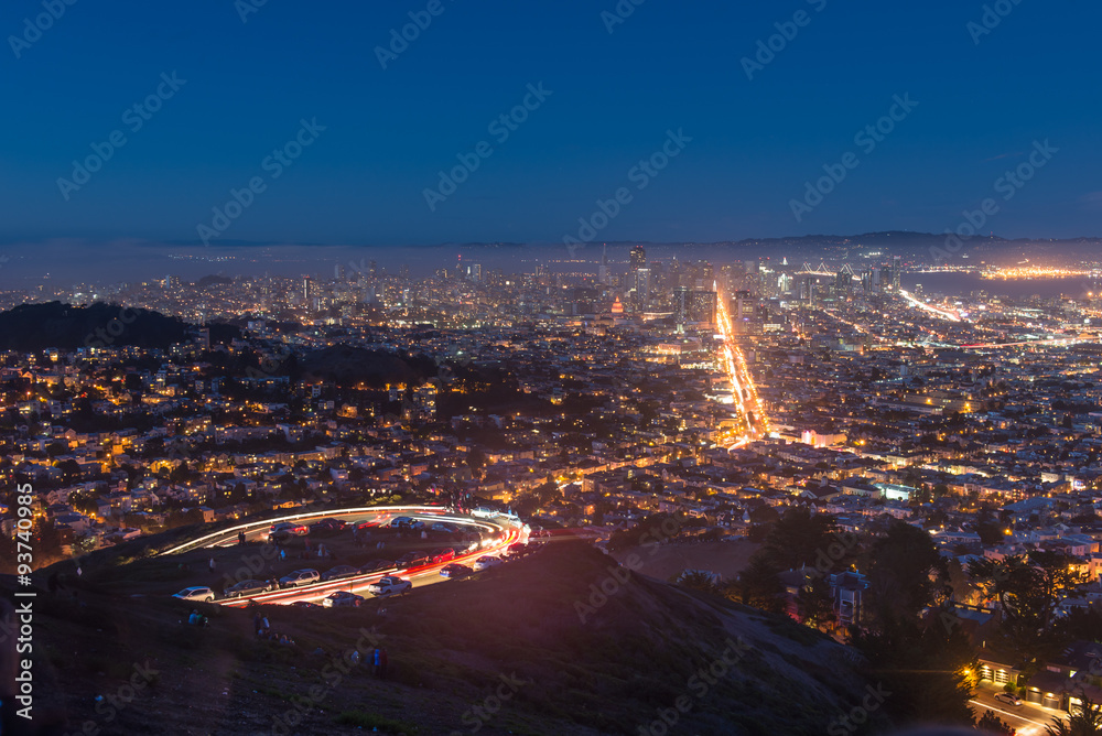 Twin Peaks and Downtown San Francisco