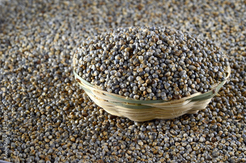 Bajra (Pearl millet) in wooden (bamboo) basket