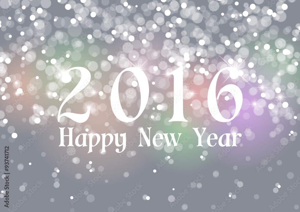 Happy New Year 2016 on Bokeh Light Gray Background Happy New Year 2016 on Bokeh Light Gray Background