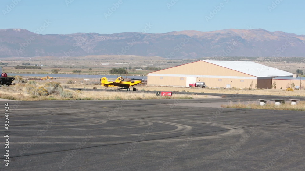 Aircraft taxi aerial agricultural seed spray after wildfire HD 3420 Aircraft taxi aerial agricultural seed spray after wildfire HD 3420