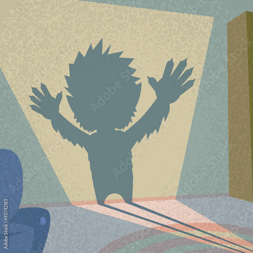 Werewolf Shadow Silhouette Retro Shape Halloween Monster Wild