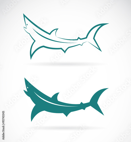 Vector images of sharks design on a white background.