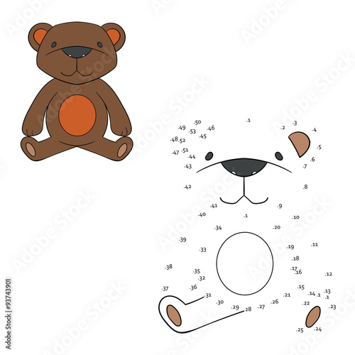 Connect the dots game bear vector illustration