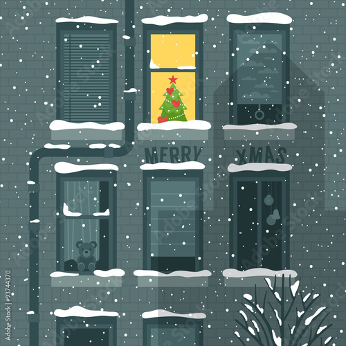 Modern creative Christmas holiday greeting card design with buil