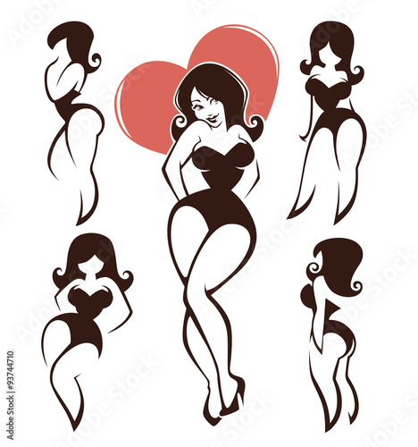 vector collection of plus size pin up girls