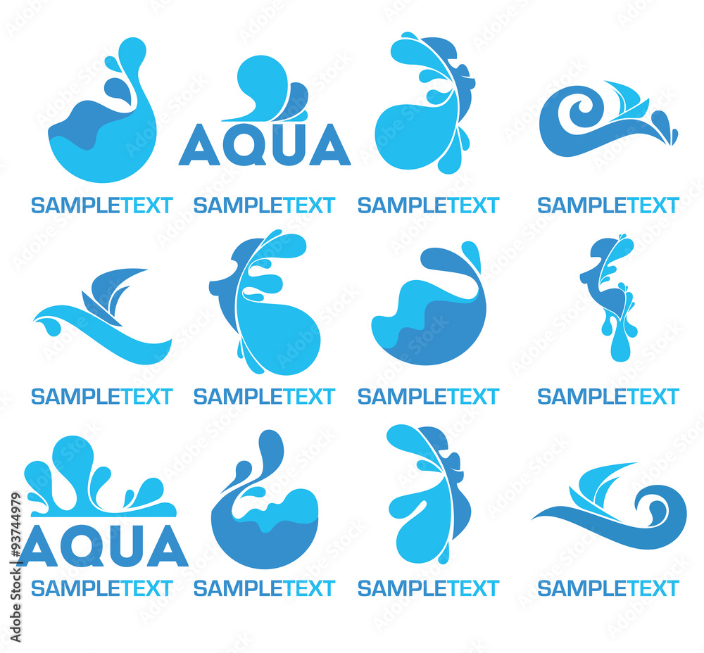 Naklejka premium vector collection of water logo, icons and symbols