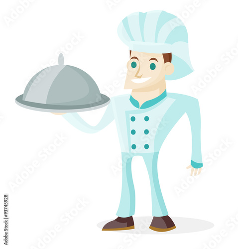 hombre chef profesional sosteniendo un plato con comida