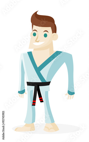 hombre con vestimenta de artes marciales y cinturón negro