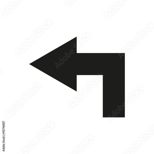 The left icon. Direction and arrow, navigation symbol. Flat
