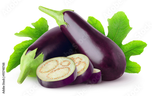Fresh isolated eggplants
