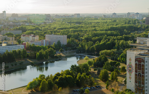 Панорама города. Вид сверху. Минск. Беларусь.