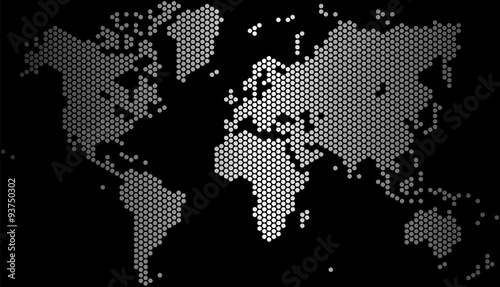 Gradient dots world map, vector illustration.