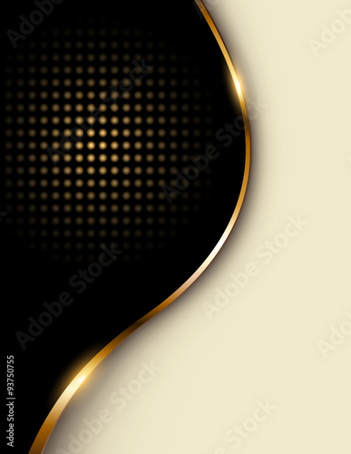 Business background beige and black with golden wave