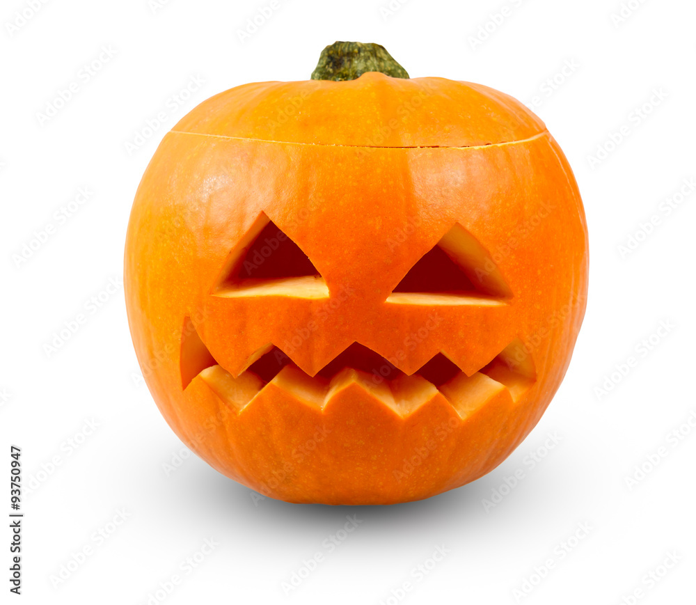 Scary Jack O Lantern halloween pumpkin isolated on white background Scary Jack O Lantern halloween pumpkin isolated on white background