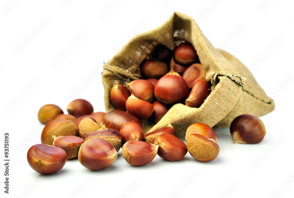 Raw chestnuts in the sack Raw chestnuts in the sack