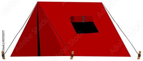 Red tent with folded window