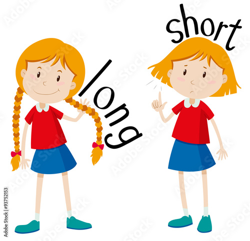 Opposite adjectives long and short