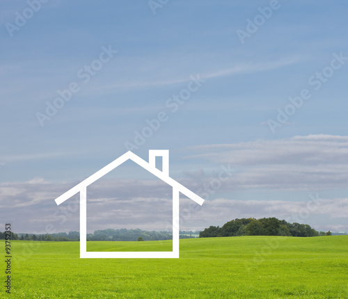 Hausskizze in der Landschaft