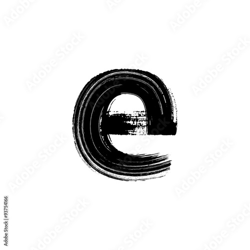Letter e hand drawn with dry brush. Lowercase