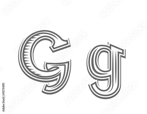 Font tattoo engraving letter G