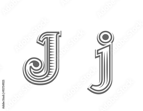 Font tattoo engraving letter J