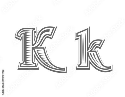 Font tattoo engraving letter K