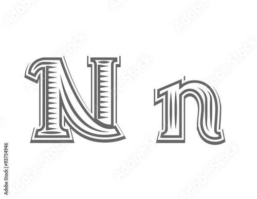 Font tattoo engraving letter N