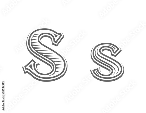 Font tattoo engraving letter S