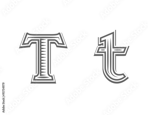 Font tattoo engraving letter T