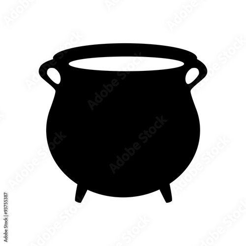 Empty witch cauldron, pot silhouette. Vector illustration isolated on white background.