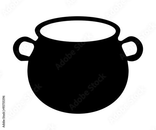 Empty witch cauldron, pot silhouette. Vector illustration isolated on white background.