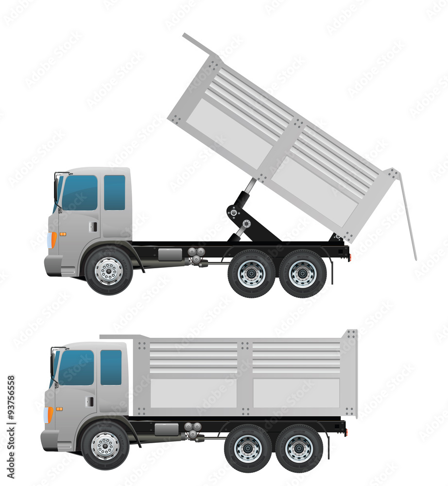 White truck dump and dumping