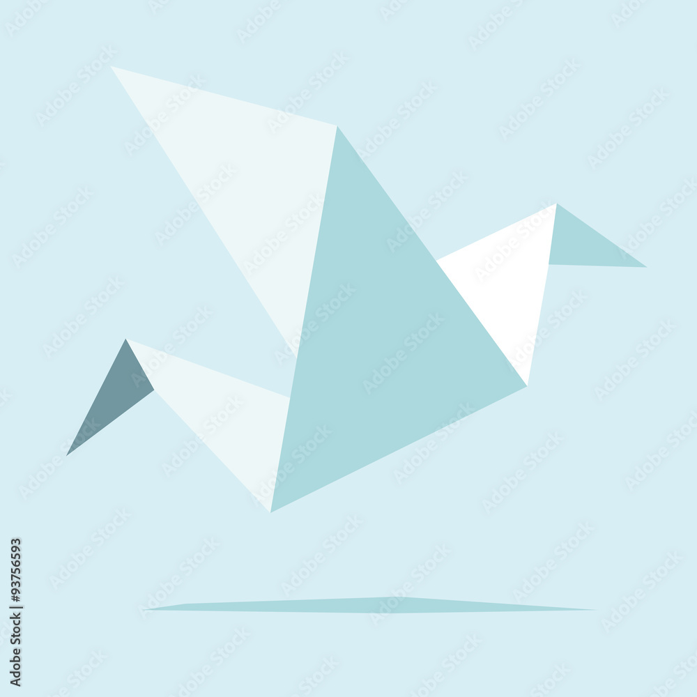 Origami bird on blue background Origami bird on blue background