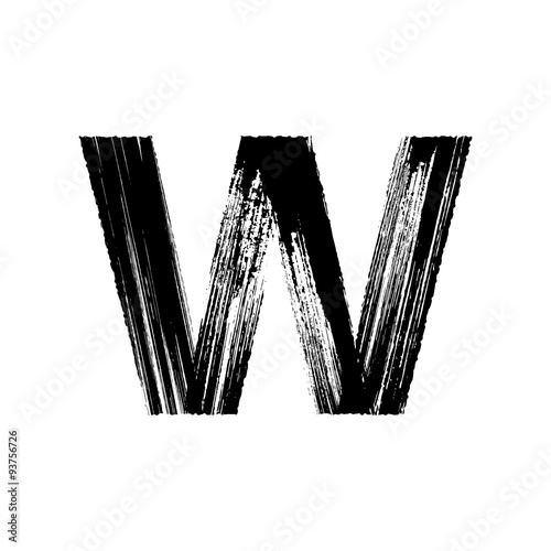 Letter W hand drawn with dry brush