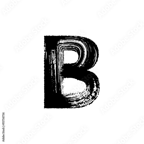 Letter B hand drawn with dry brush